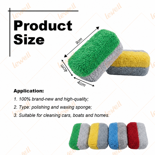 Microfiber applicator sponge block, green and gray striped, with assorted colors shown
