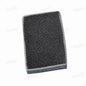 Dark grey clay wash mitt with textured grid surface and light blue bottom trim.