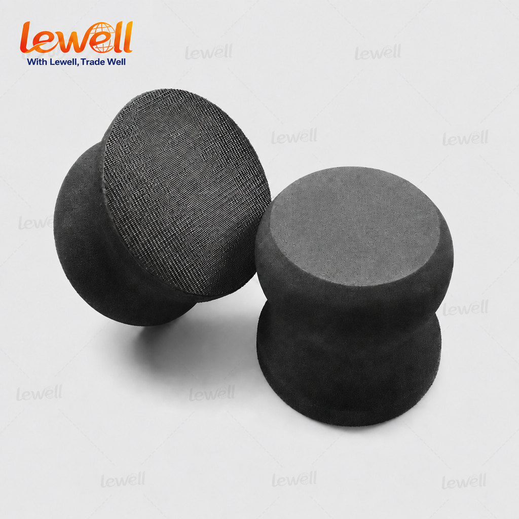 Pair of black EVA handheld sanding blocks with textured hook-and-loop backing pads.