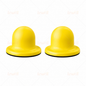 Two yellow domed hook-and-loop sanding pads with black bases