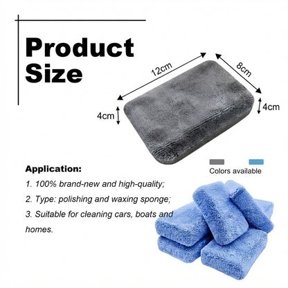 Microfiber sponge block size graphic with gray block and blue 6-pack stack
