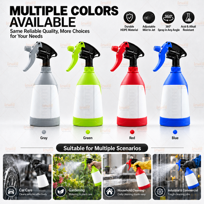 Multiple color 650ml detail spray bottles set with black trigger nozzles