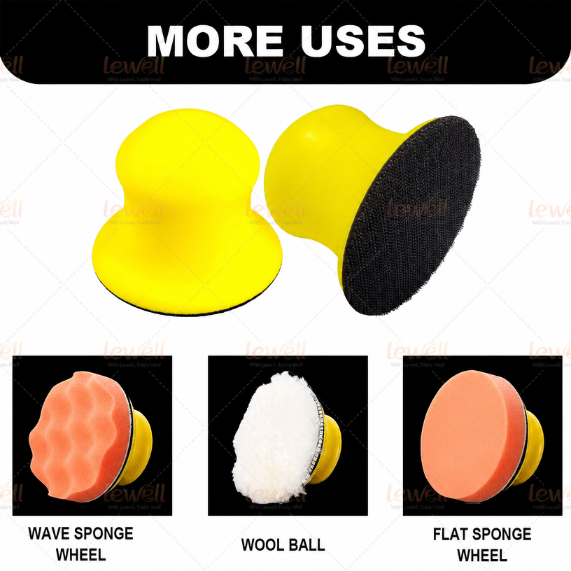Yellow foam handheld sanding pads with attached round abrasive discs
