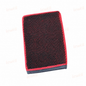 Red clay wash mitt with textured grid surface and dark grey bottom trim.
