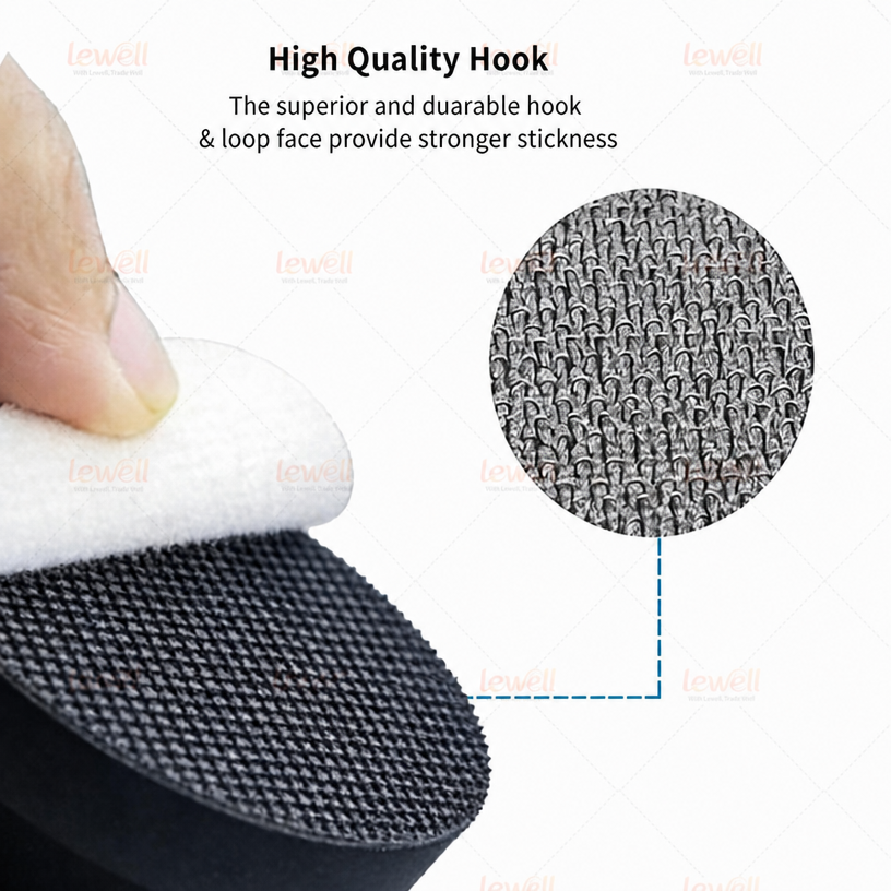 Black EVA handheld sanding block with textured surface and hook-and-loop backing.