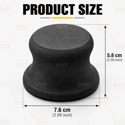 Black EVA sanding block, rounded profile; size shown with 5.8 cm height.