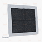 Gray clay decontamination towel with black honeycomb pad and hanging loop