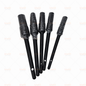 Car detailing brush set with black handles and black bristles, with textured protective sleeves