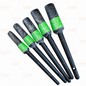 Car detailing brush set with black handles, green end caps, and black bristles
