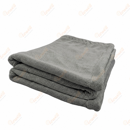 Car drying towel, gray microfiber towel stack, folded