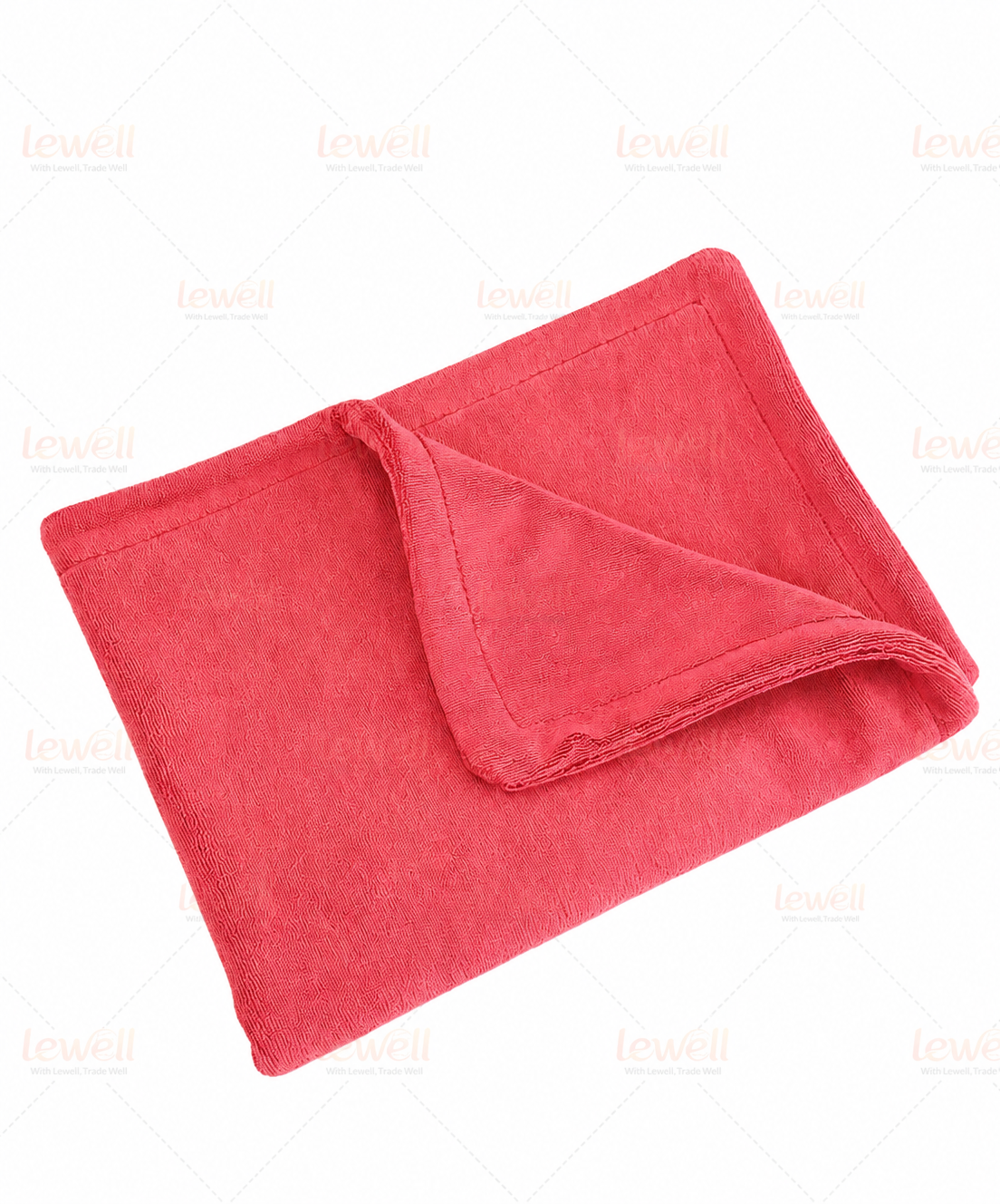 Car drying towel, red microfiber towel folded neatly