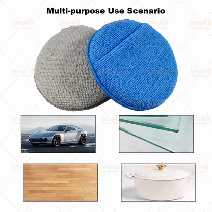 Gray and blue round microfiber pads, textured terry surface