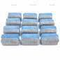 Blue-and-gray striped microfiber detailing applicator sponge block set, neatly stacked
