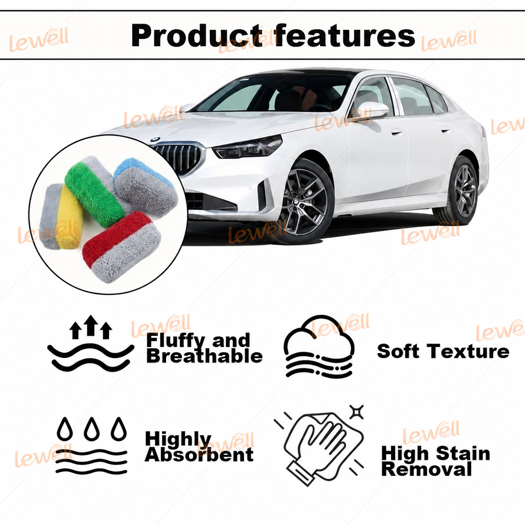 Microfiber car detailing applicator sponge blocks in assorted colors